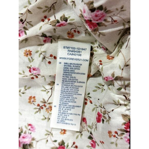 Forever 21 I Love H81 Tweed Bomber Jacket M Brown Faux Leather Zip Plaid Lined - Picture 9 of 10